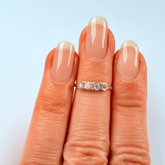 JCM 10K Yellow Gold Cubic Zirconia CZ Eternity Band Knuckle/ Toe Ring Adjustable - Picture 2 of 12